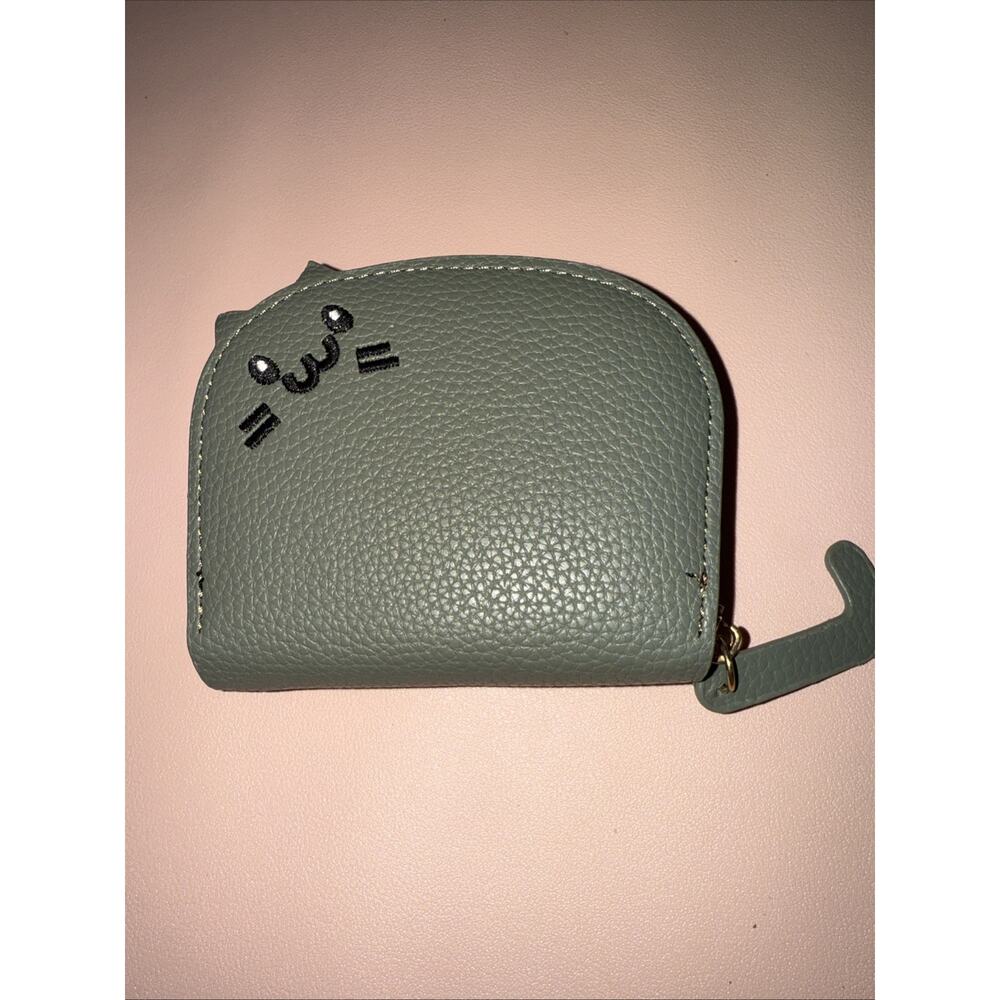 Cat Shaped Design Wallet Women's Multi-card Slots Holder Faux Leather Green